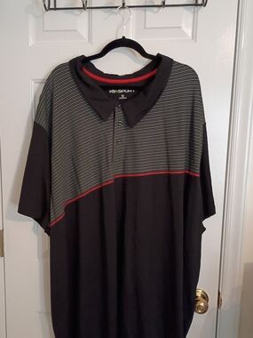Men’s KS Sport Black and Gray Polo with Red Accents Size 7 XL BIG